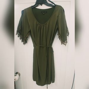 EUC green, cinch waist tied, flowy dress